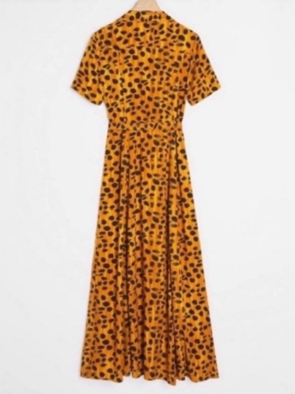 Anthropologie Porridge Vianne Leopard Maxi ShirtDress Orange 8 NWT - Picture 3 of 7